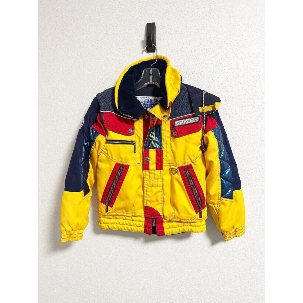 SPYDER US Ski Team Snow Jacket Vintage 90s USA Eagle Thinsulate Colorblock Sz 8